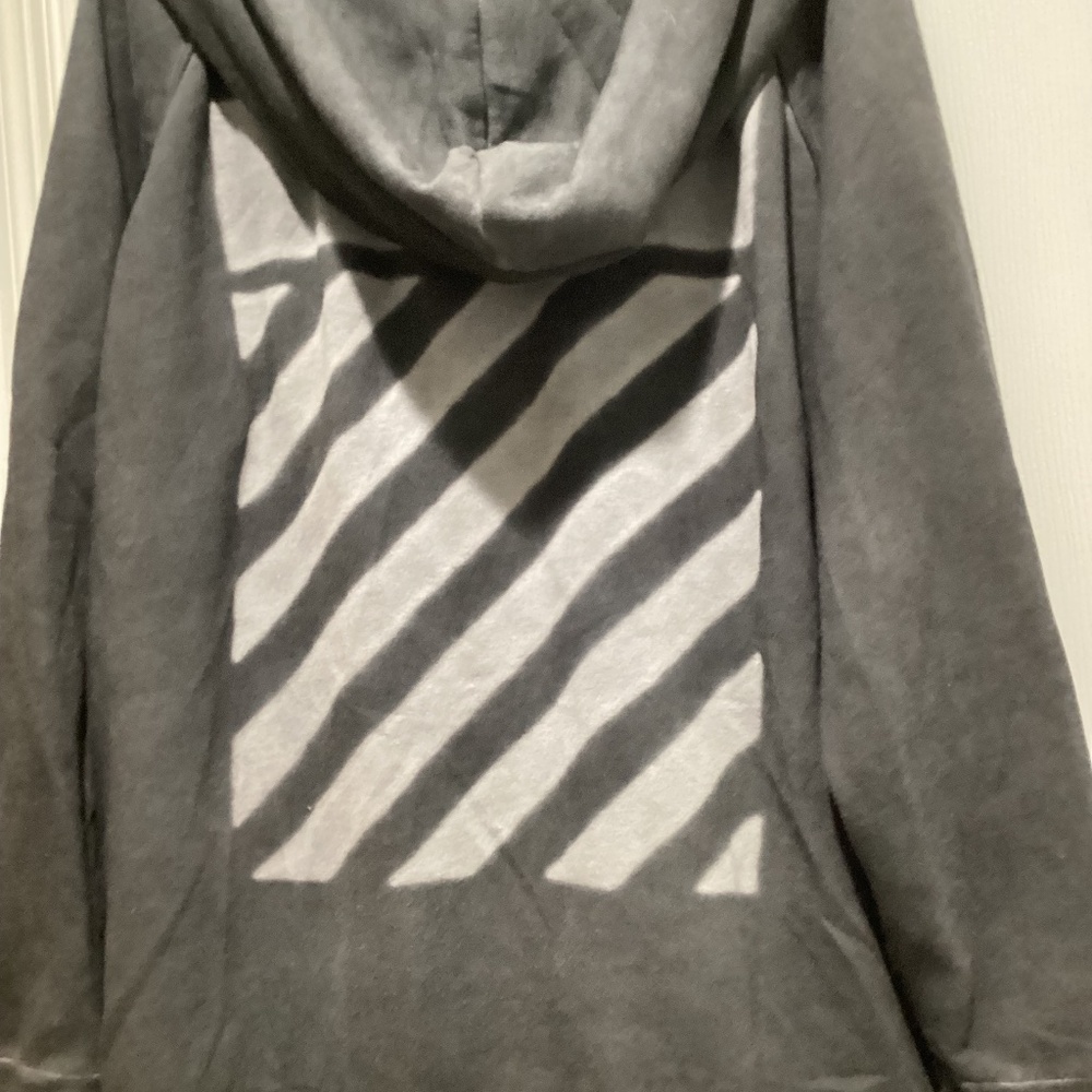 OFF WHITE oversized zip up hoodie. Small. Distressed gray